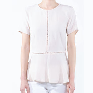 FANCY LIGHT BLUSH PUNCHED PEPLUM TOP