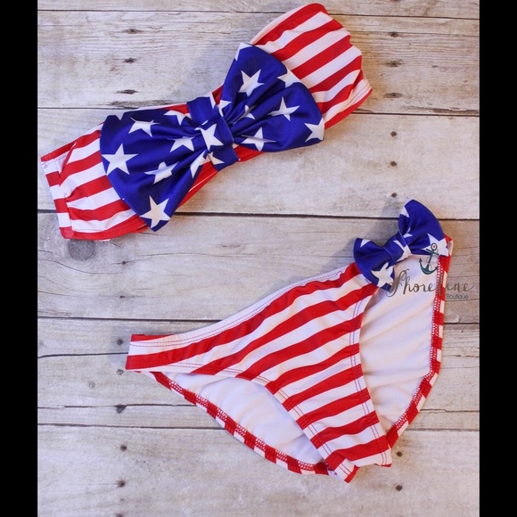🎀 American flag bow bikini