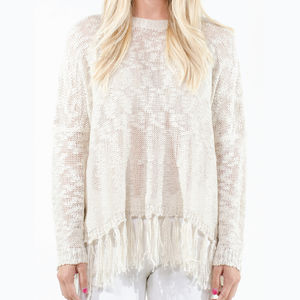 CLEAN NATURAL TASSELS SLUB SWEATER