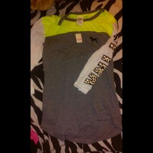 Victoria secret pink cheetah sleeve shirt