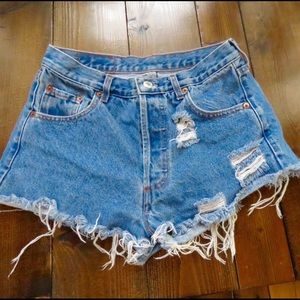 Levi Vintage High-waisted Distressed Denim Shorts