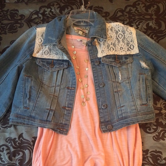Hot Kiss Blue Jean jacket with lace detailing