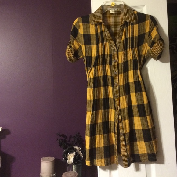 Contrast plaid Shirtdress