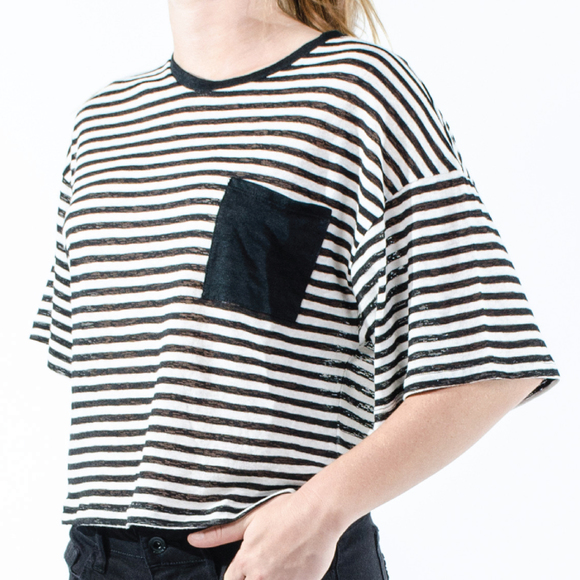 FANCY STRIPE POCKET TEE - Picture 1 of 3