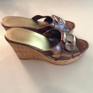Bronze, Nine West slide wedges sz 7