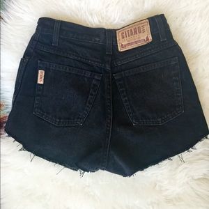 High waisted black jean cutoff shorts