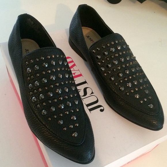 JustFab Spiked Loafer Flats Natalee
