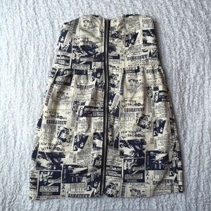 Strapless Newspaper Print Dress!