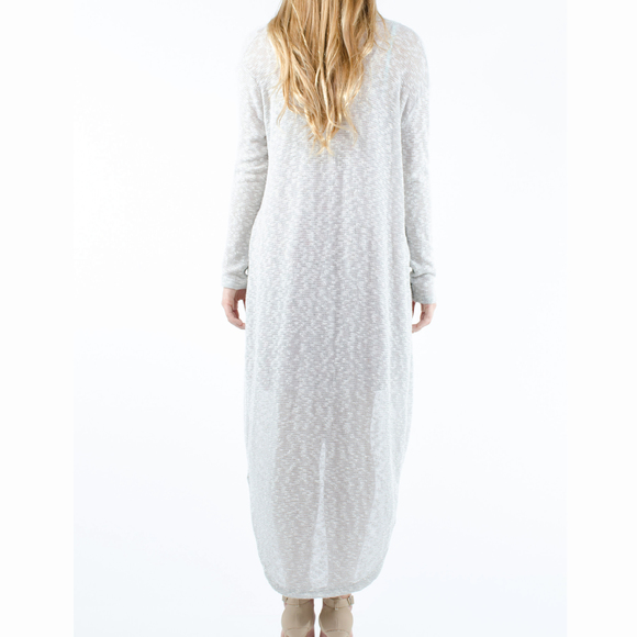 ELEGANT WHITE/BLACK SLUB YARN DYED LONG CARDIGAN - Picture 3 of 3