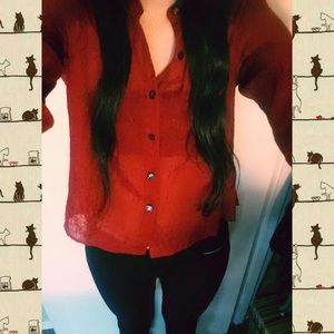 J. Jill Scarlet Sheer Lace Blouse // NWT