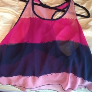 Sheer razor back tank top
