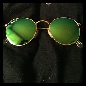 Ray Ban Green Flash Round Metal