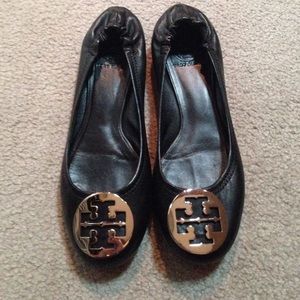 Tory Burch Reva Silver Ballet Flats 8.5