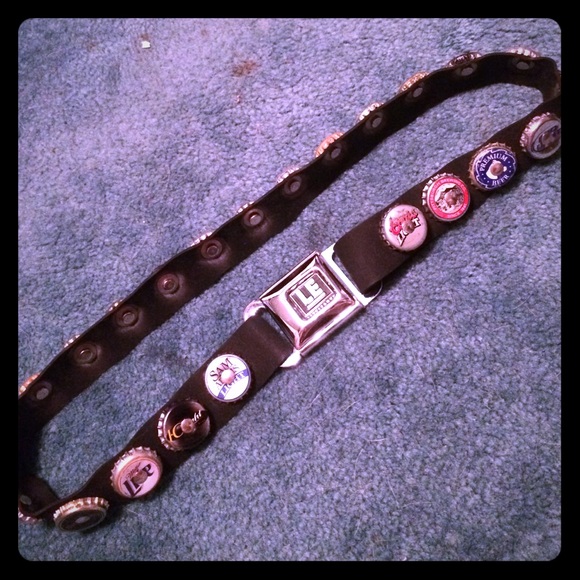 Seatbelt Belt with beer bottle caps