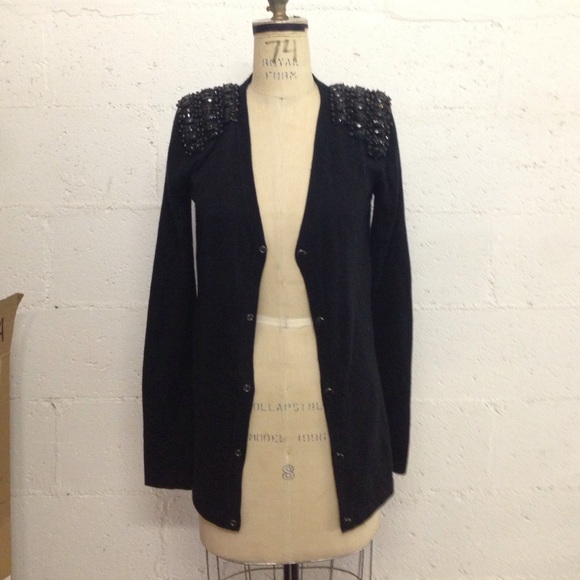 Black cardigan with embroided shoulders