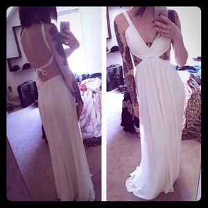 Ivory BCBG MAXAZRIA cutout dress.