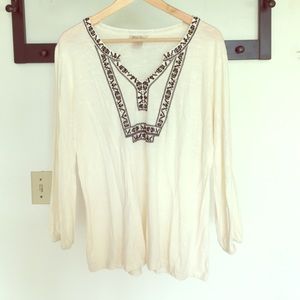 Lucky Brand peasant style embroidered top