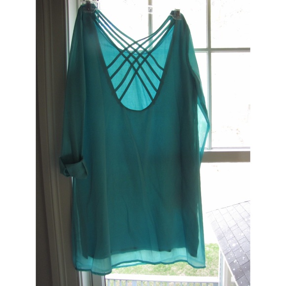 Teal Open Back Shift Dress