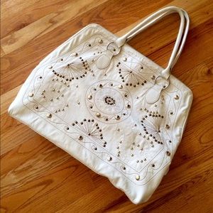 White Studded Large Tote