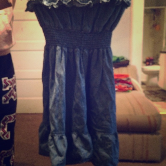 Strapless denim dress