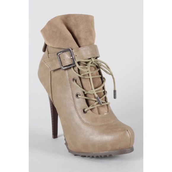 Anne Michelle Shoes - Military Slouch Stiletto Booties
