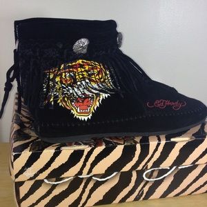 Black Ed Hardy Moccasins