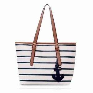 Nautical Navy, tan & white purse