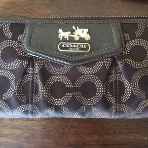 Coach dark brown continental wallet