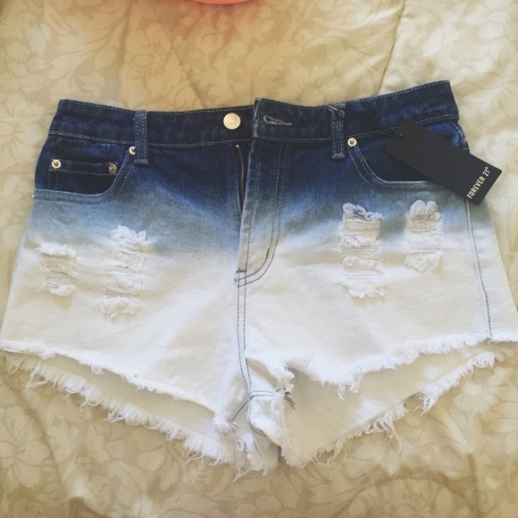 Forever 21 Denim Ombre High Waisted Shorts