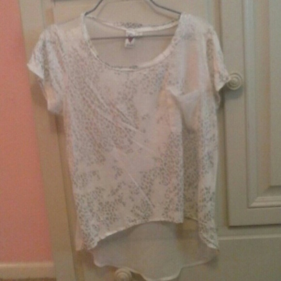 Sheer white and silver leopard print top - Picture 1 of 1
