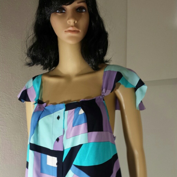 Silky  multicolor hand made  blouse, size M - Picture 1 of 4