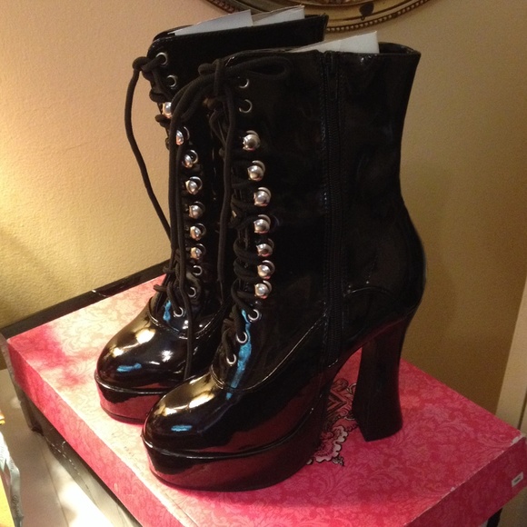 Shiny black boots