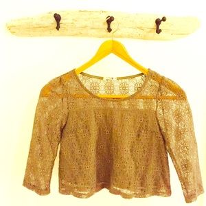 Taupe lace crop top