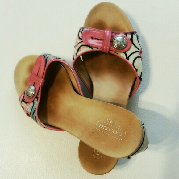 Coach wood platform Sandals