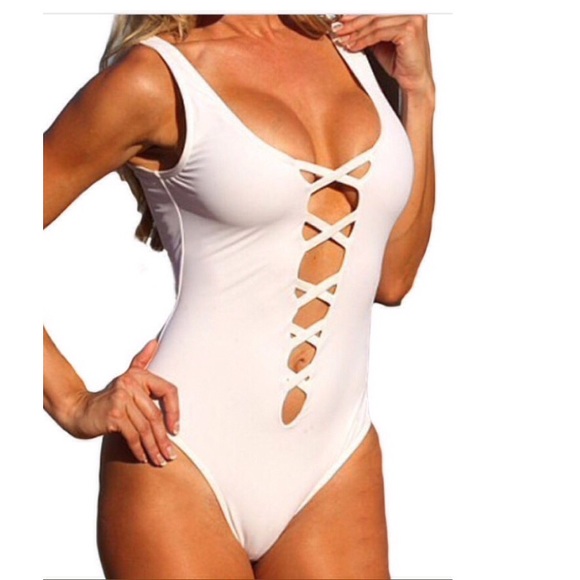 NWOT- White one piece swim suite size large