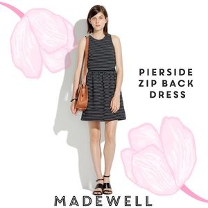 Madewell Pierside Zip Back Dress Striped XXS