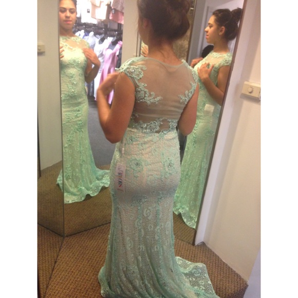Mint sheer Pageant/Prom Dress - Picture 3 of 3
