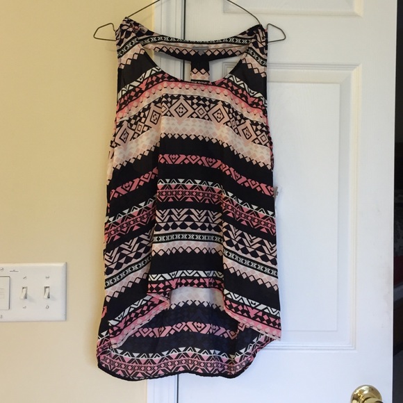 Sleeves racer back georgette tank. Printed