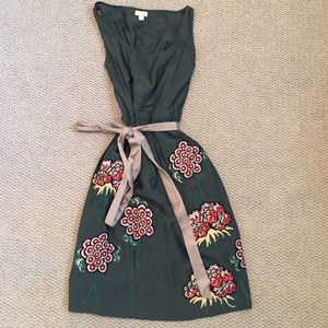 Forrest Green dress with Floral Skirt