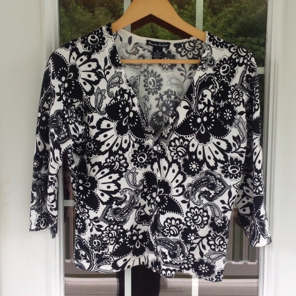 Misses Black and White Patterned Cardigan