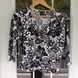Misses Black and White Patterned Cardigan