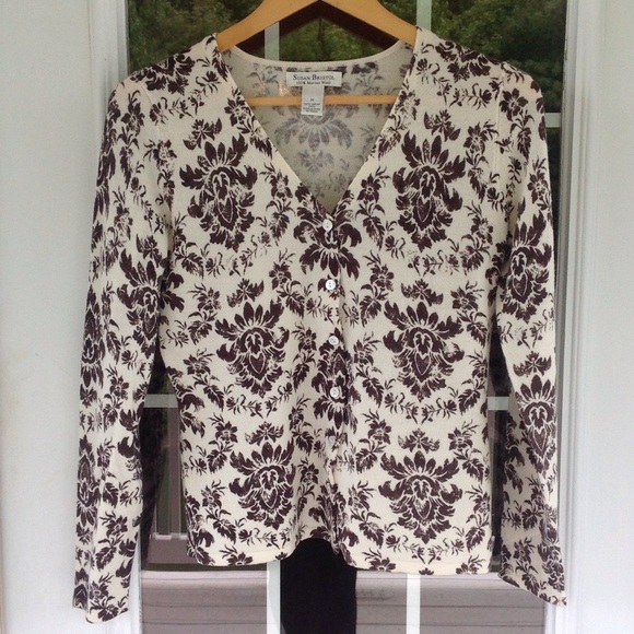 Brown and Cream Patterned Cardigan