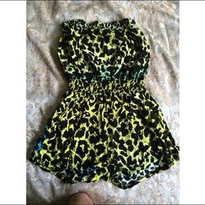 Leopard Print Neon Romper