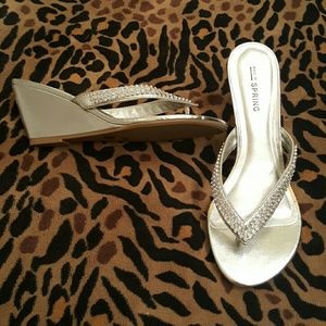 Silver wedge rhinestones shoes MAKE AN OFFER!