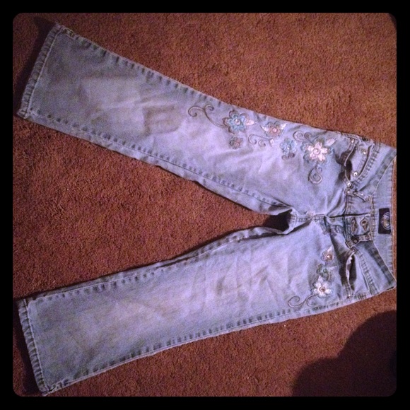 Floral embellished jeans
