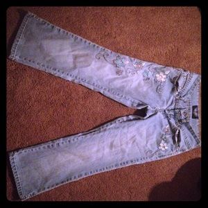 Floral embellished jeans