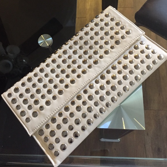Off white clutch with studs