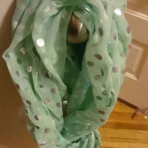 Green and silver polka dot scarf