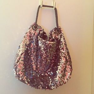 Melie Bianco Silver Sequence Handbag