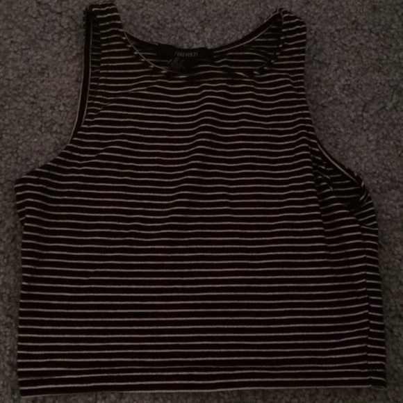Black & cream striped crop top